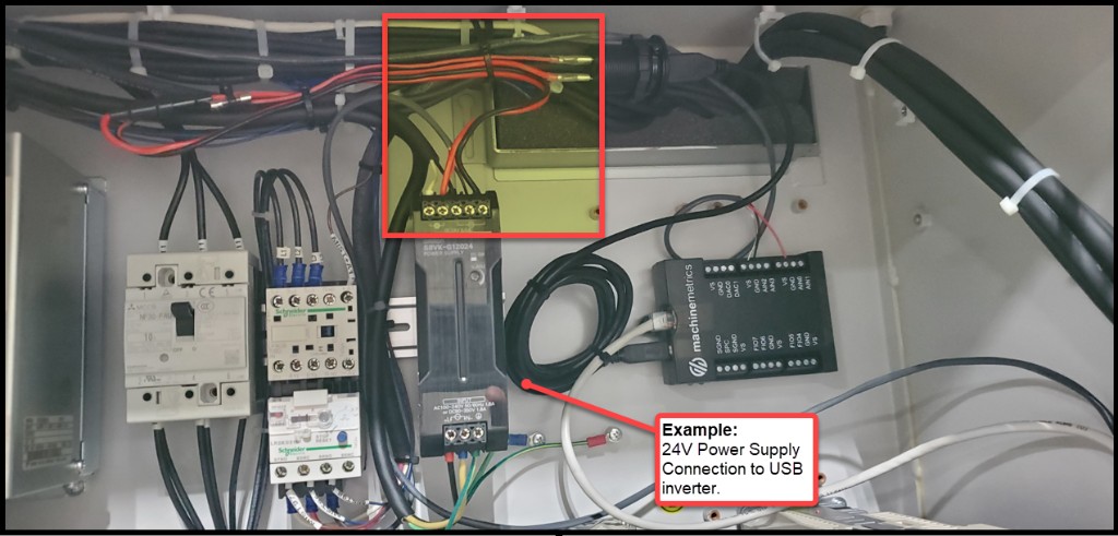 24VDC power supply connection to USB inverter inside a Brother electrical cabinet