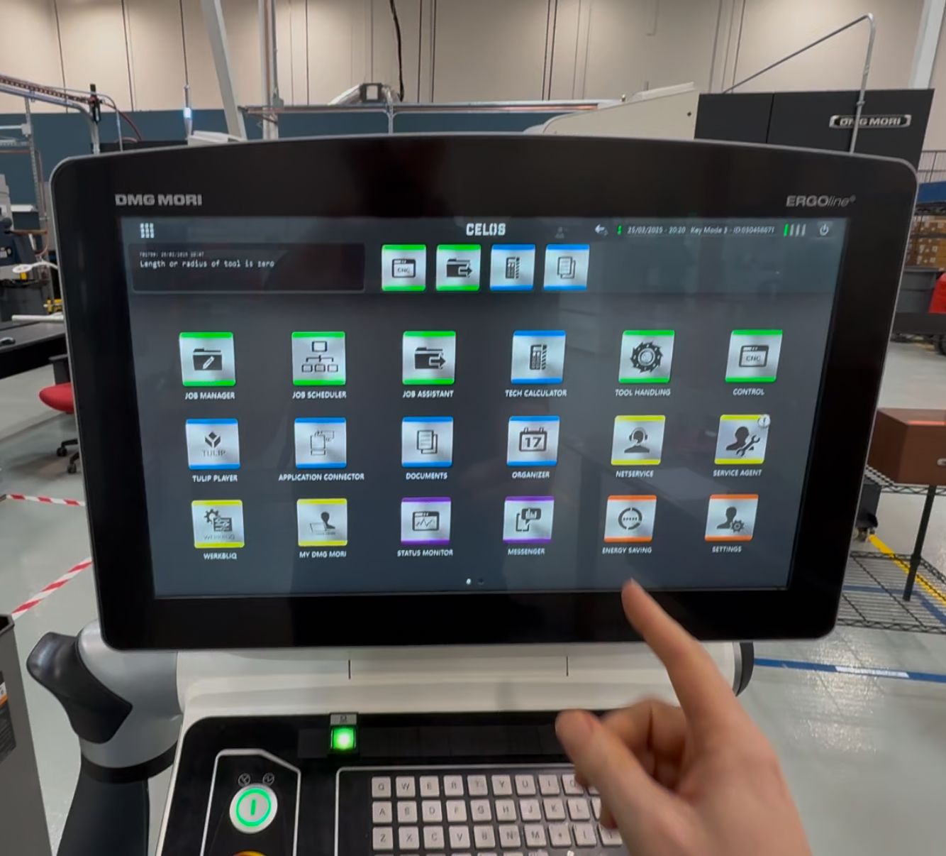 CELOS home screen page 1 — tap the grid icon (upper-left) to see all applications