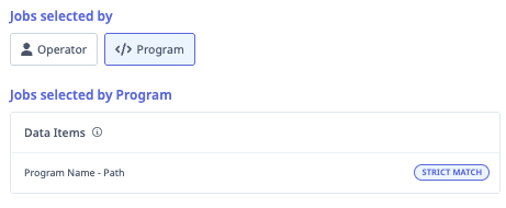 Jobs selected by Program with Program Name - Path set to Strict Match
