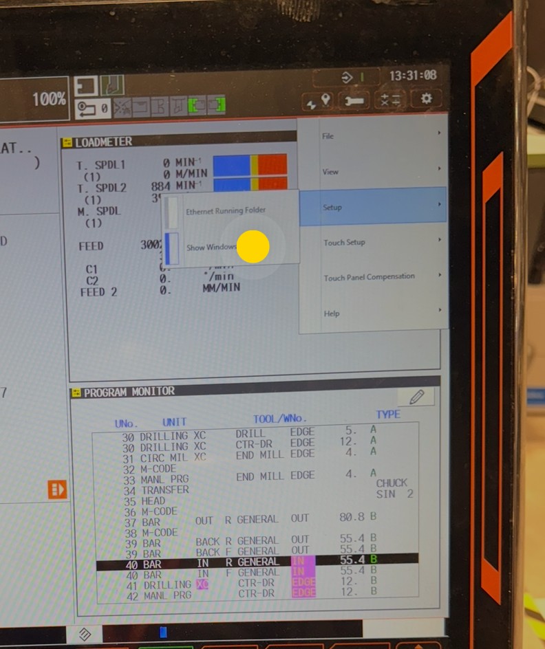 Mazak Smooth Show Windows menu