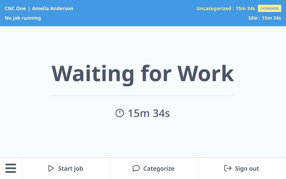 Waiting for Work screen with Start Job button