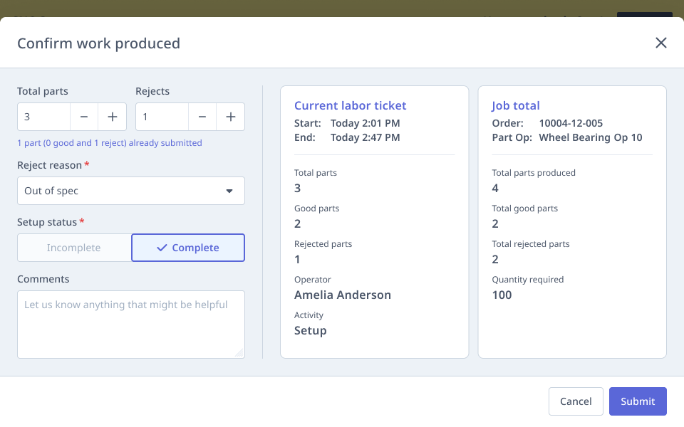 Setup complete submission form