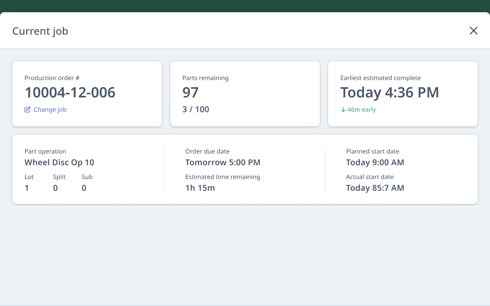 Current job detail screen